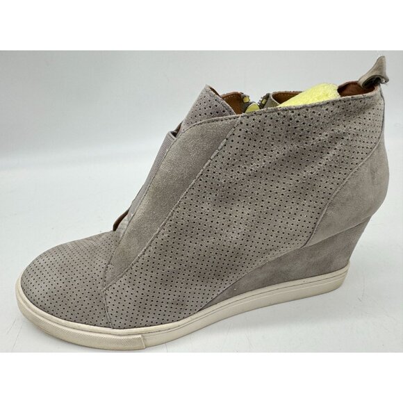 Linea Paolo Womens Felicia Perforated Wedge Sneakers Size 8M Gray Side Zipper - Picture 11 of 14